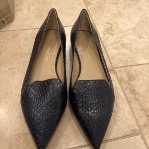 Brand New - Tamara Mellon  Grace Black Snake Skin Pointed Toe Flat